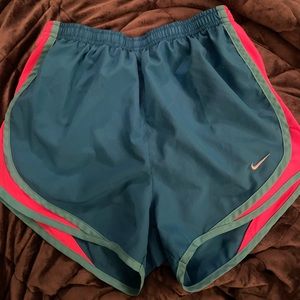 women’s blue and pink nike shorts
